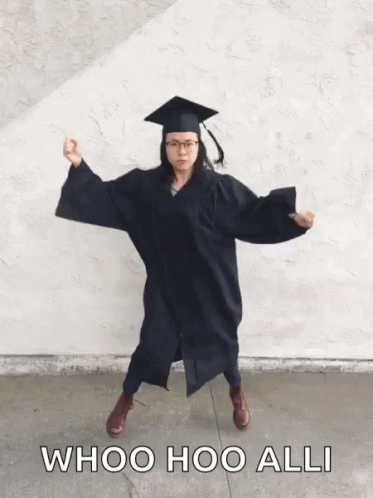 Woman In Graduation Cap And Gown Dancing Whoo Hoo Alli GIF