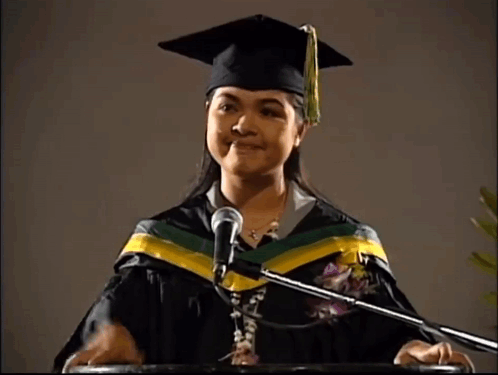 Woman In Graduation Cap Giving Speech GIF