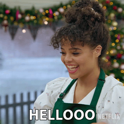 Woman in Green Apron Smiling Says Hellooo Netflix