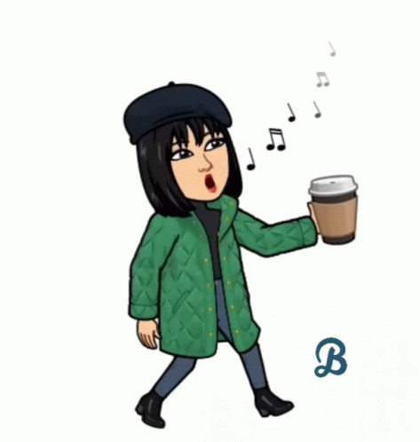 Woman In Green Coat Holding Coffee GIF