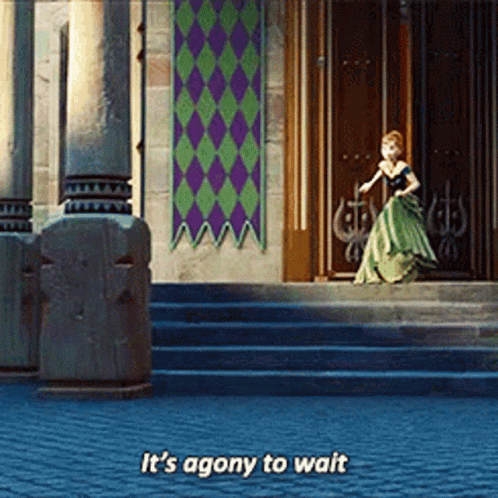 Woman in Green Dress It's Agony to Wait