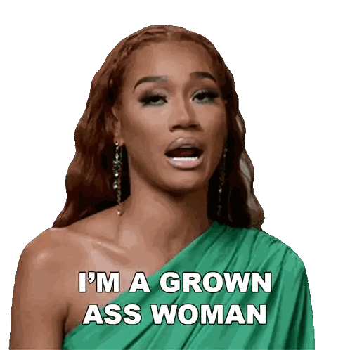 Woman in Green Dress Saying Im a Grown Ass Woman