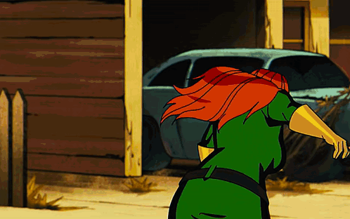 Woman In Green Dress With Red Hair GIF