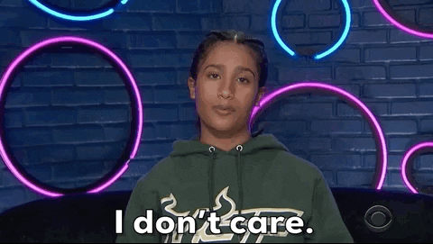 Woman in Green Hoodie Saying I Don't Care