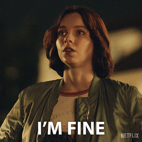 Woman in Green Jacket Saying Im Fine