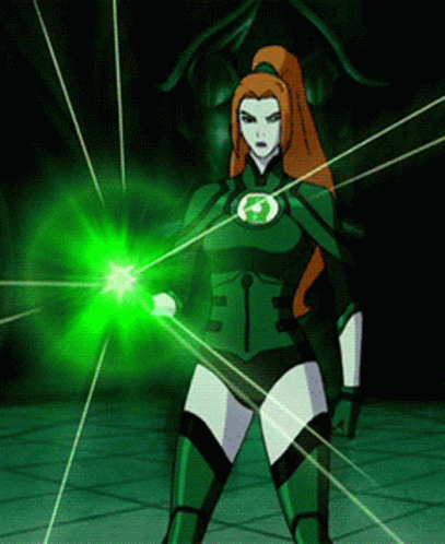 Woman in Green Lantern Costume Holding Green Light