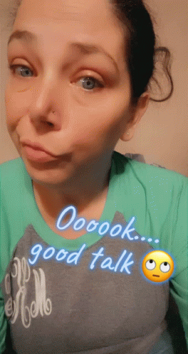 Woman in Green Shirt Good Talk