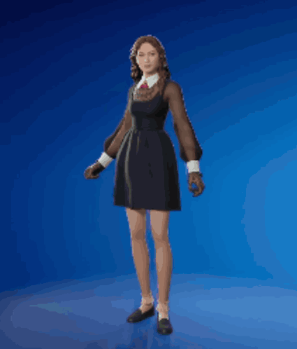 Woman in Green Skirt and Black Shoes