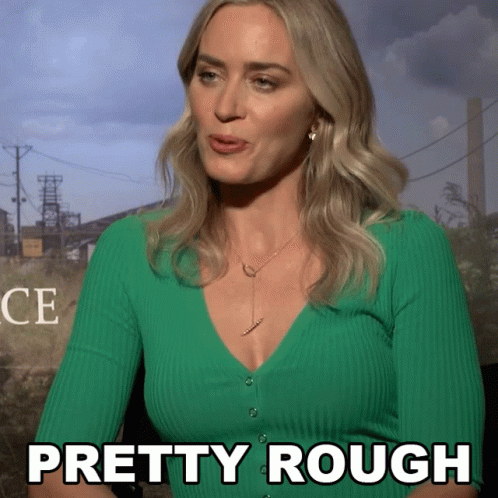 Woman in Green Sweater Saying Pretty Rough