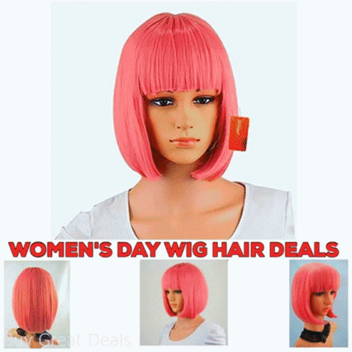 Woman In Green Wig Women's Day Wig Hair Deals GIF