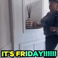 Woman in Hallway Saying It's Friday