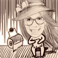 Woman in Hat and Glasses Sitting on Toilet
