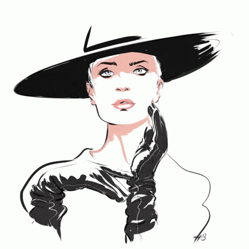 Woman In Hat And Gloves HB GIF