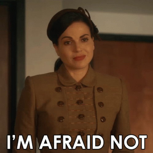 Woman In Hat And Suit Says I'm Afraid Not GIF