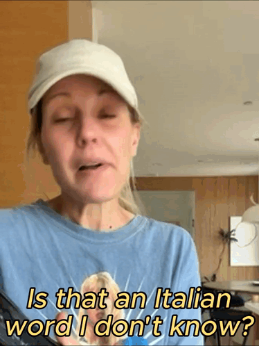 Woman in Hat Asks Is That Italian Word