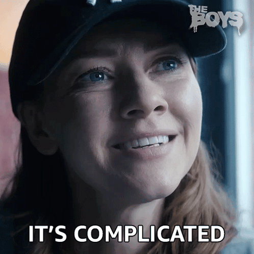 Woman In Hat Saying It's Complicated GIF