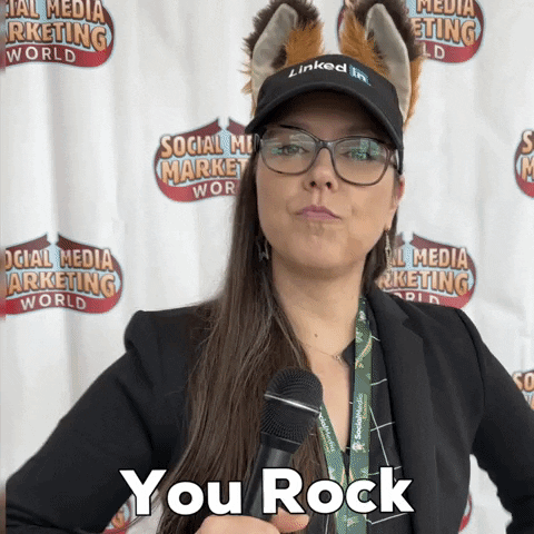 Woman in Hat Saying You Rock