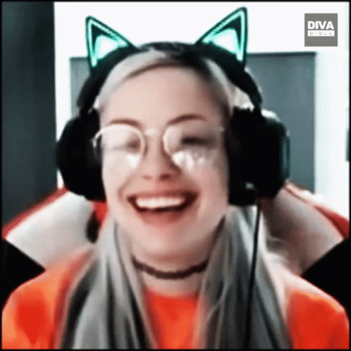 Woman In Headphones And Cat Ear Headband Diva Direct GIF