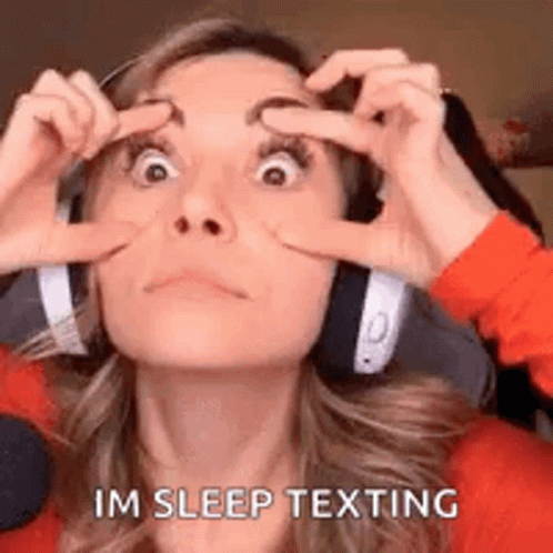Woman in Headphones Covering Eyes Funny Face
