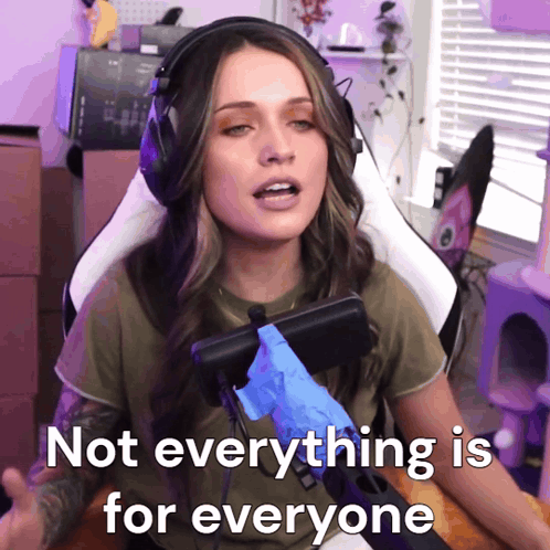 Woman in Headphones Saying Not Everything Is for Everyone