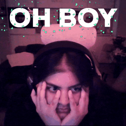 Woman in Headphones Saying Oh Boy
