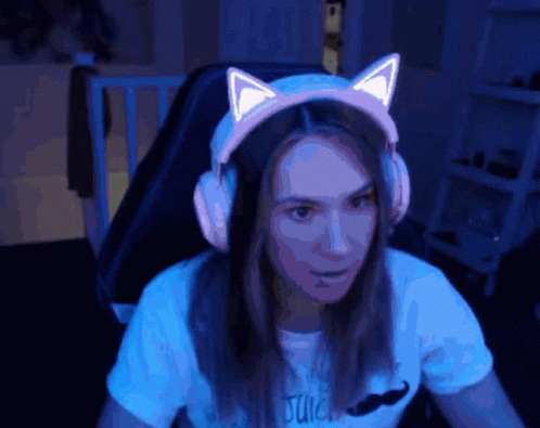 Woman in Headphones Wearing Juice Shirt