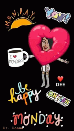 Woman in Heart Donut Holding I Love Mondays Mug