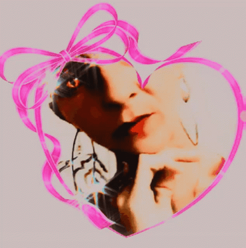 Woman In Heart With Pink Bow GIF