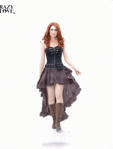 Woman in High Low Skirt and Corset Saying Crazy Love