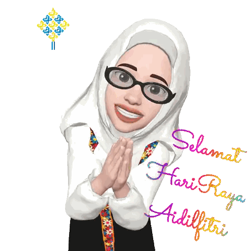 Woman in Hijab and Glasses Saying Selamat Hari Raya