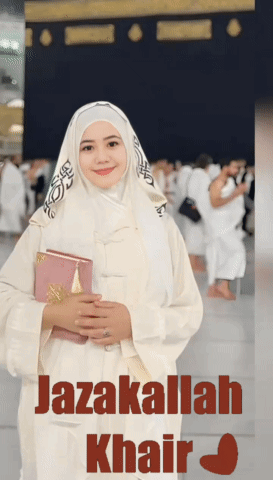 Woman In Hijab Holding Book Jazakallah Khair GIF
