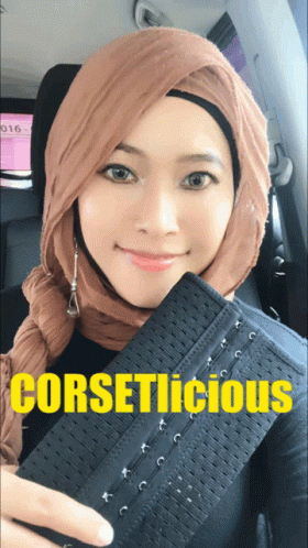 Woman In Hijab Holding Corsetlicious Corset GIF