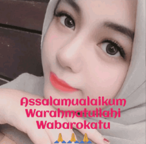 Woman in Hijab Smiling Assalamualaikum Warahmatullahi Wabarokatu