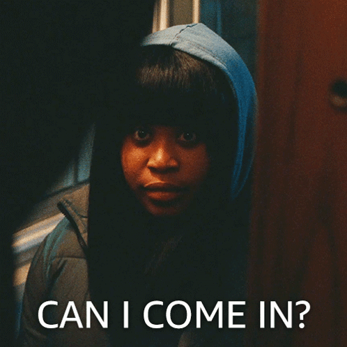 Woman In Hooded Jacket Asking To Come In GIF