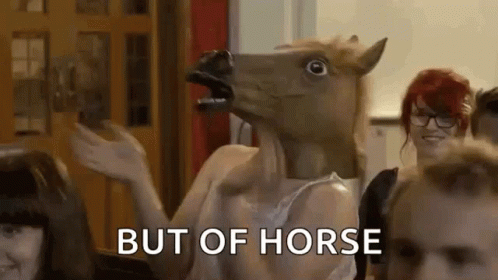 Woman in Horse Mask in Crowd