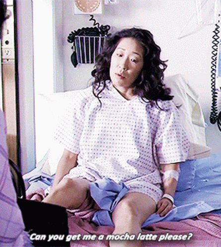 Woman in Hospital Gown Asks Can You Get Me a Mocha Latte Please