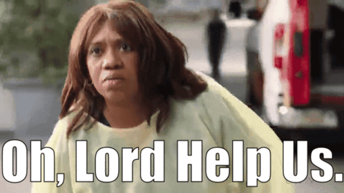 Woman in Hospital Gown Saying Oh Lord Help Us