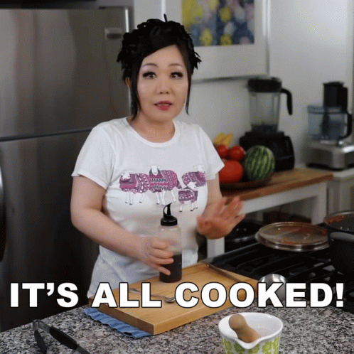 Woman in Kitchen It's All Cooked