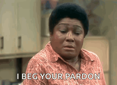 Woman In Kitchen Says I Beg Your Pardon GIF
