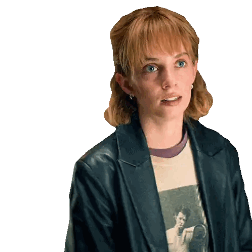 Woman in Leather Jacket and T-Shirt with Tennis Player
