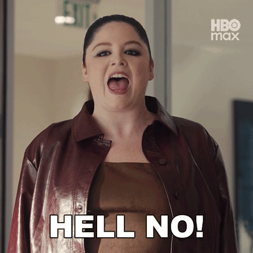 Woman in Leather Jacket Screaming Hell No