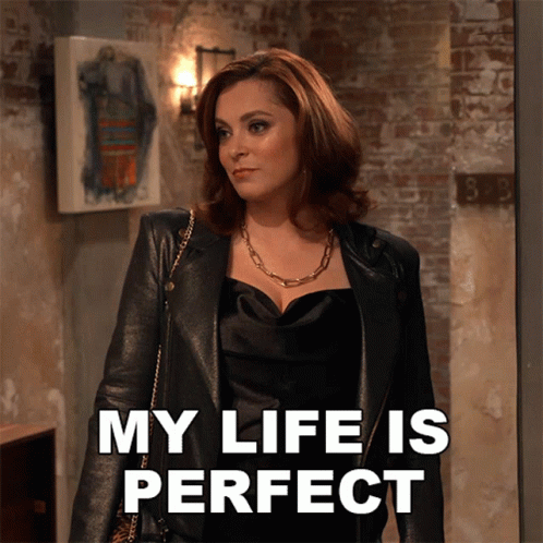 Woman in Leather Jacket with Perfect Life