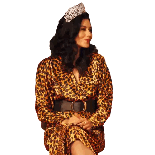 Woman in Leopard Dress and Tiara