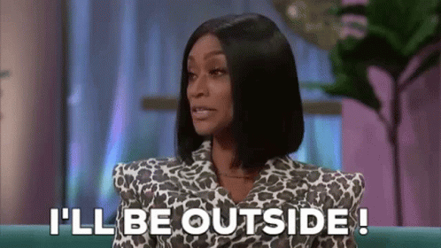 Woman In Leopard Print Jacket Saying I'll Be Outside GIF