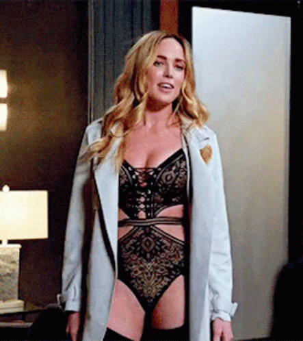 Woman In Lingerie And Trench Coat GIF
