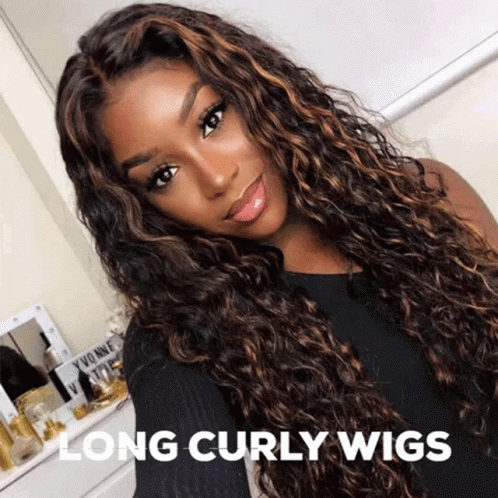 Woman in Long Curly Wig Taking Selfie