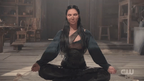 Woman in Lotus Position with CW