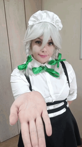 Woman In Maid Costume Reaching Out GIF