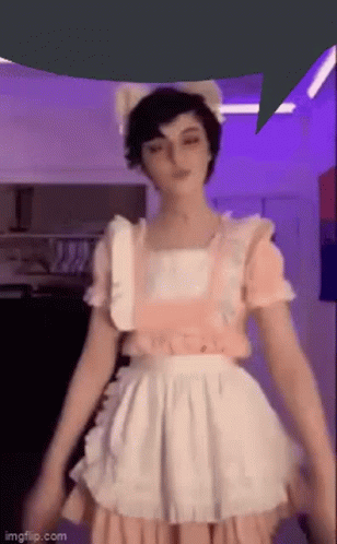 Woman in Maid Costume with Speech Bubble
