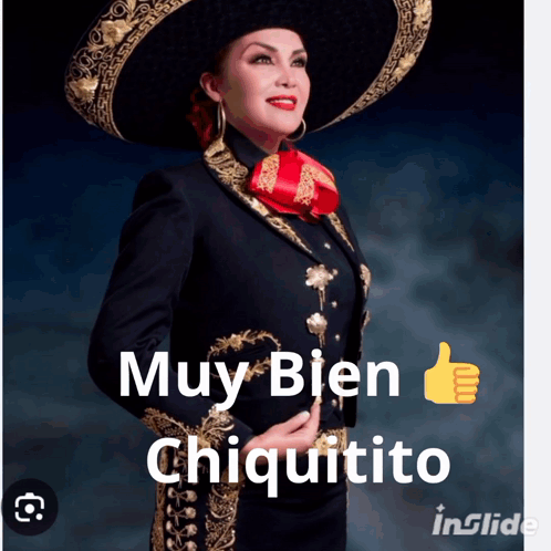 Woman in Mariachi Outfit Giving Thumbs Up